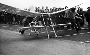 Human Powered Prints: John, proving that flying is no Pushover. Student John Lavery was all ready for take-off