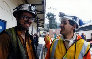 00191 Prints: John Redwood - Miner Andrew Walker (left) meets the Secretary of State for Wales John
