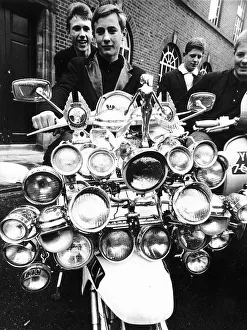 John Rogers petrol station attendant with scooter in 1964 27 lamps 4 Alpine Horns 6