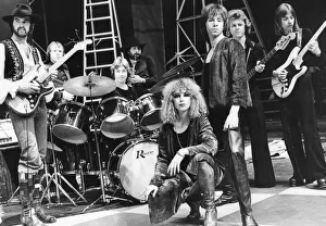 John Saxby (compere) and Mary East (Agony Annie) with the backing group Cirkus