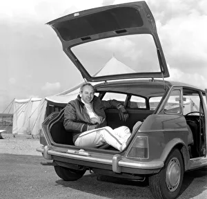 John Surtees gives the new Austin Maxi the once over the Thruxton Motor Circuit, Hants