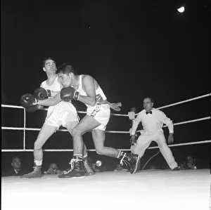 Johnny Cesspooch USA v Peter Benneyworth England seen here at a Amateur Boxing contest
