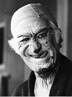 Beauty And Cosmetics Prints: Jon Pertwee actor in makeup before his performance as Worzel Gummidge at Cambridge