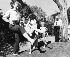 Jon Pertwee actor and his wife Ingeborg - June 1970 With children Dariel