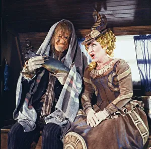 Fish Prints: Jon Pertwee as scarecrow Worzel Gummidge seen here shooting a scene from the Southern