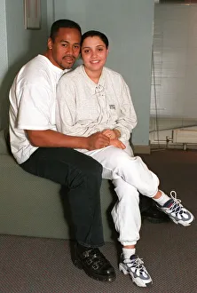 Jonah Lomu New Zealand All Black rugby union star with his wife Tanya