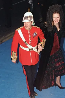 Fiftieth Prints: Jools Holland and wife arriving at Elton Johns 50th birthday party at Hammersmith