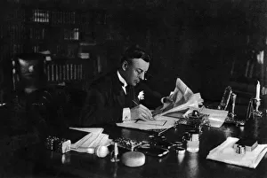 Joseph Chamberlain at his desk at the Colonial Office Circa 1903