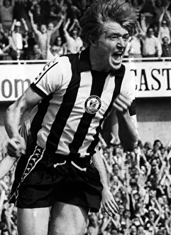 The joy and emotion of scoring his first League goal is mirrored by Newcastle