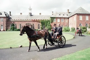 01072 Prints: Judges in horse-drawn carriages view the village of Hartlebury, Worcestershire