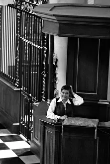 Plays Prints: Judi Dench, actress July 1968 in the pulpit of St Mary-le-Bow church Cheapside for a