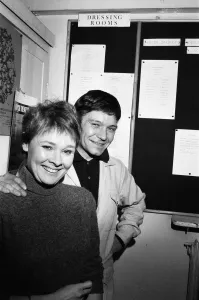 Engagement Prints: Judi Dench and Michael Williams leaving the Aldwych Theatre after the news of their
