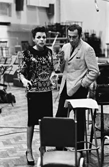 Wine Prints: Judy Garland with Lionel Bart at the EMI studios in St Johns Wood recording Maggie May