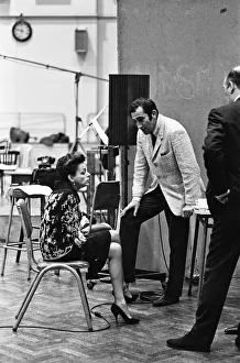 Judy Garland with Lionel Bart at the EMI studios in St Johns Wood recording Maggie May