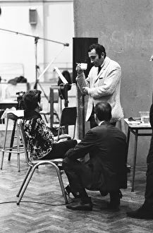 Judy Garland with Lionel Bart at the EMI studios in St Johns Wood recording Maggie May