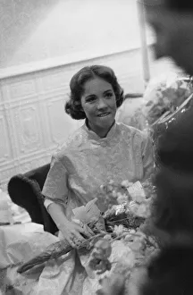 Julie Andrews in her backstage dressing room of the Drury Lane theatre