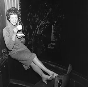 01044 Prints: Julie Andrews watches her husband working on stage at the Lyric Theatre, Hammersmith