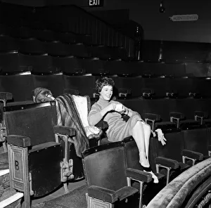 Julie Andrews watches her husband working on stage at the Lyric Theatre, Hammersmith