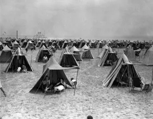 Tents Prints: Just a few of the famous multi-coloured beach tents at Le Touquet in Northern France