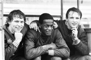 Justin Fashanu. pictured during England U21 training session, 15th March 1982