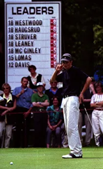 Scoreboard Prints: Justin Rose misses a putt on the fourth hole at the Dutch Open Golf Championships