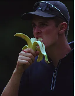 Banana Prints: Justin Rose takes some refreshment during his round at the Dutch Open Championships