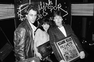 Kate Bush with fellow pop singers Bob Geldof and Paul McCartney at The British Rock