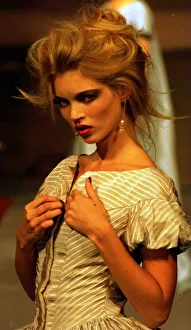 kate Moss model wearing Vivienne Westwood creation on Paris catwalk