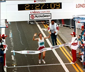 Finishing Line Prints: Katrin Dorre crosses the finish line of the 1993 London Marathon