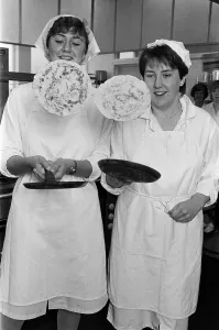 Frying Pan Prints: Kay Harvey celebrates Shrove Tuesday in traditional style - by tossing a pancake