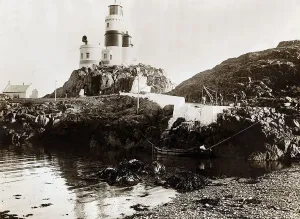 1911 Prints: The keepers of the Skerries lighthouse take on provisions for Christmas from a Trinity