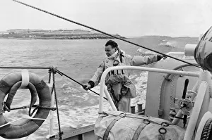 Crew Prints: Keeping a lookout during exercises of the Barry lifeboat in the Bristol Channel is crew