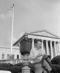 Coke Prints: Keith Waterhouse Daily Mirror Newspaper Columnist, outside the Supreme Court Building in