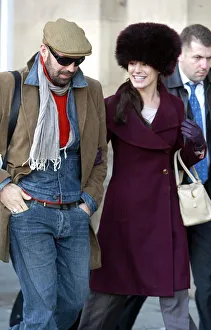 Fur Hat Prints: Kelly Brook and Billy Zane arrive at Newcastle Central station for the premier of