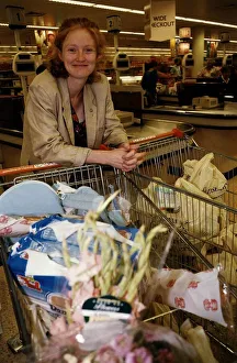 Kelly Hunter Actress shopping at her local sainsburys standing with trollys