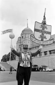 Ken Bailey of England Supporters Association wearing tops