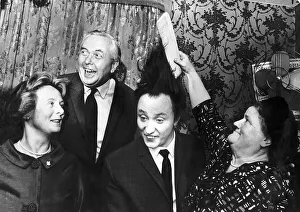 Ken Dodd comedian backstage at London Palladium with Bessie Braddock (R