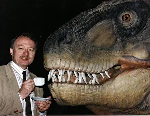 Anti War Prints: Ken LIvingstone Labour MP At Londons Alexandra Palace exhibition of moving dinosaurs