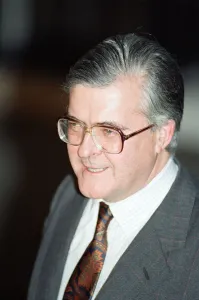 Kenneth Baker at 10 Downing Street after John Major won the Conservative leadership