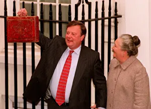 00650 Prints: Kenneth Clarke MP Chancellor of the Exchequer with wife Gillian on budget day