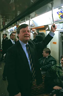 KENNETH CLARKE MP TRAVELLING ON THE LONDON UNDERGROUND ON DISTRICT LINE ON WAY TO BARONS