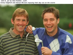 Kenny Dalglish Blackburn Rovers (L) with Ally McCoist Rangers football player on golf