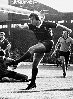 Kenny Dalglish footballer Liverpool FC kicking ball shoots shooting