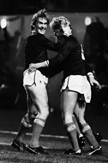 Kenny Dalglish and Mo Johnston celebrate goal 1984 Scotland v Spain at Hampden