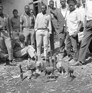 Carving Prints: Kenyan Craftsman July 1968 Travel Kenya Nairobi Men
