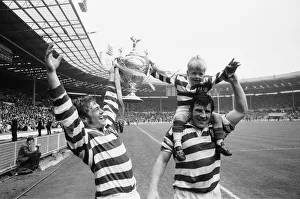 Kevin Ashcroft (left) and Peter Smethurst Leigh RFLC celebrate their victory over Leeds