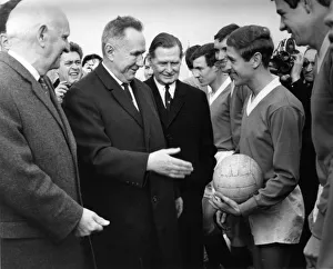 Russia Prints: Kilmarnock v. Rangers. Mr Kosygin chats to Alec Willoughby before the game