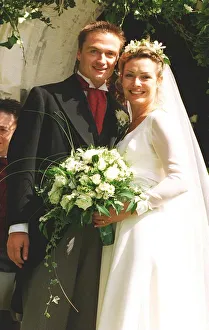 Kim Wilde Actress Singer with her new husband actor Hal Fowler outside St Giles church