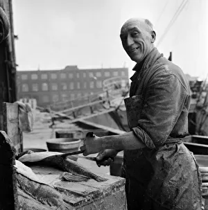 01134 Prints: King George Dock, Hull. Mr Harry Kelsey (51) in the fishing docks. March 1965