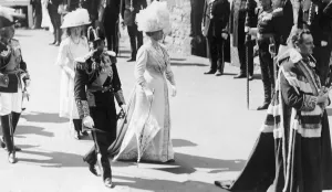 King George V With Queen Mary and the Duke of Connaught at the Investiture of the Prince